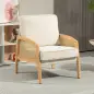 Butaca de Estilo Moderno con Apoyabrazos de Ratán Sintético Asiento de Espuma y Cojín Extraíble 67x75x88 cm Beige