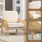 Butaca de Estilo Moderno con Apoyabrazos de Ratán Sintético Asiento de Espuma y Cojín Extraíble 67x75x88 cm Beige