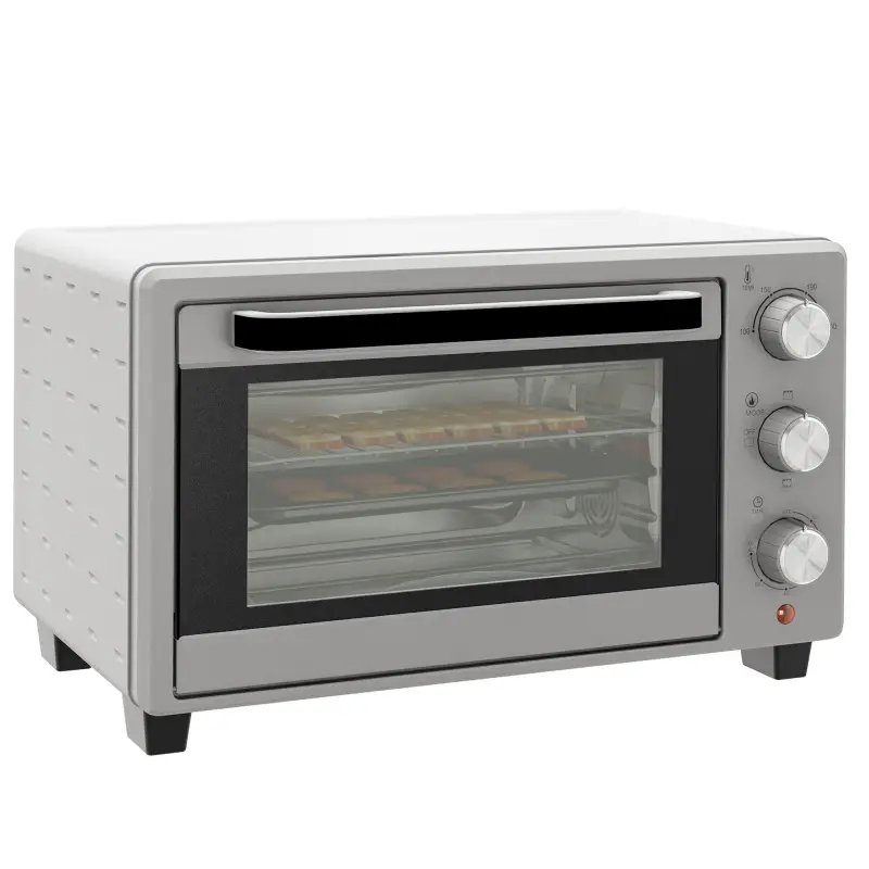 Horno Sobremesa de 21L 1400W Mini Horno Eléctrico Temporizador hasta 60min y Temperatura Regulable hasta 230℃ Plateado