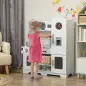 Cocina de Madera Infantil con Fogón Grifo Fregadero Microondas Reloj Máquina de Hielo y Accesorios de Cocina Blanco Cocina de Madera Infantil con Fogón Grifo Fregadero Microondas Reloj Máquina de Hielo y Accesorios de Cocina Blanco