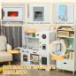 Cocina de Madera Infantil con Fogón Grifo Fregadero Microondas Reloj Máquina de Hielo y Accesorios de Cocina Blanco Cocina de Madera Infantil con Fogón Grifo Fregadero Microondas Reloj Máquina de Hielo y Accesorios de Cocina Blanco