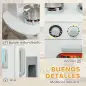 Cocina de Madera Infantil con Fogón Grifo Fregadero Microondas Reloj Máquina de Hielo y Accesorios de Cocina Blanco