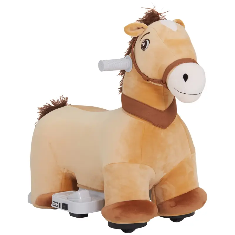Caballo Eléctrico para Niños de 18 a 36 Meses con Batería 6V y Música Carga 25 kg 69x34x53 cm Marrón