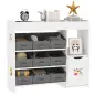 Organizador Infantil con Compartimentos 9 Cestas Extraíbles y Láminas de Pegatinas 92x30x80 cm Blanco