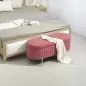 Banco para Pie de Cama con Almacenaje Tapizado en Terciopelo Patas Doradas y Diseño Elegante Ovalado 108x44x43,5cm Rosa