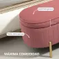 Banco para Pie de Cama con Almacenaje Tapizado en Terciopelo Patas Doradas y Diseño Elegante Ovalado 108x44x43,5cm Rosa