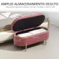 Banco para Pie de Cama con Almacenaje Tapizado en Terciopelo Patas Doradas y Diseño Elegante Ovalado 108x44x43,5cm Rosa