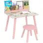 Mesa Infantil con Silla y Estante para Libros Escritorio para Niños de +3 Años para Sala de Juegos Rosa