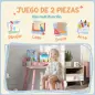 Mesa Infantil con Silla y Estante para Libros Escritorio para Niños de +3 Años para Sala de Juegos Rosa