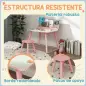 Mesa Infantil con Silla y Estante para Libros Escritorio para Niños de +3 Años para Sala de Juegos Rosa