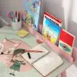 Mesa Infantil con Silla y Estante para Libros Escritorio para Niños de +3 Años para Sala de Juegos Rosa