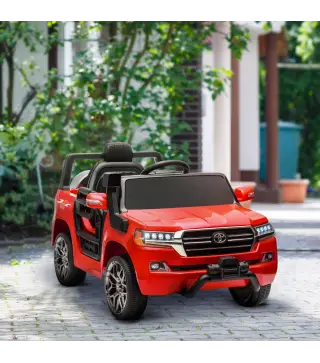 Coche Eléctrico para Niños de +3 Años Toyota LAND CRUISER con Batería 12V Mando a Distancia y Música MP3 Rojo