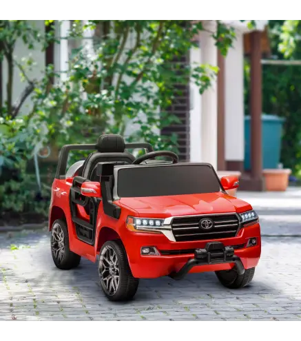 Coche Eléctrico para Niños de +3 Años Toyota LAND CRUISER con Batería 12V Mando a Distancia y Música MP3 Rojo