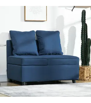 Sofá Cama de 1 Plaza con Respaldo Ajustable Sillón Cama Individual con Almohadas para Dormitorio Apartamento Azul