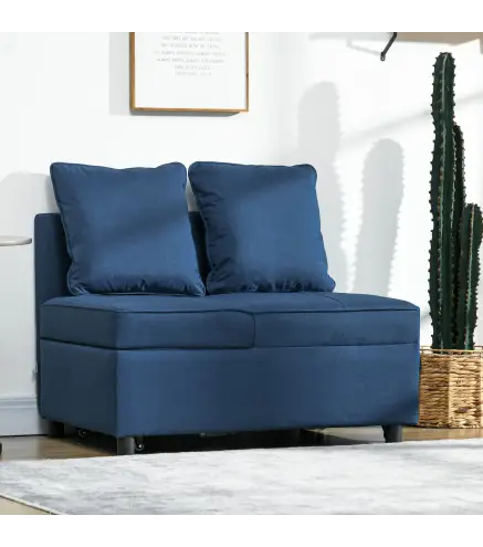 Sofá Cama de 1 Plaza con Respaldo Ajustable Sillón Cama Individual con Almohadas para Dormitorio Apartamento Azul