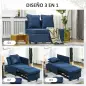 Sofá Cama de 1 Plaza con Respaldo Ajustable Sillón Cama Individual con Almohadas para Dormitorio Apartamento Azul