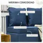 Sofá Cama de 1 Plaza con Respaldo Ajustable Sillón Cama Individual con Almohadas para Dormitorio Apartamento Azul