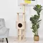 Árbol Rascador para Gatos Altura 148 cm Árbol para Gatos con Postes de Sisal Plataformas Casa y Bola Colgante Beige