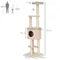 Árbol Rascador para Gatos Altura 148 cm Árbol para Gatos con Postes de Sisal Plataformas Casa y Bola Colgante Beige