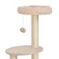 Árbol Rascador para Gatos Altura 148 cm Árbol para Gatos con Postes de Sisal Plataformas Casa y Bola Colgante Beige
