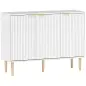 Aparador de Salón con Estante Ajustable Aparador de 3 Puertas Acanaladas 107x35x80 cm Blanco