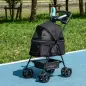 Carrito para Perros Plegable con Ruedas Universales Cesta de Almacenaje Ventanas de Malla y Bandeja 67x45x96 cm Negro