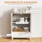 Aparador de Salón con Cajón y Estante Ajustable Aparador de 2 Puertas de Vidrio 68x35x85 cm Blanco y Roble