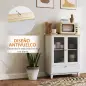 Aparador de Salón con Cajón y Estante Ajustable Aparador de 2 Puertas de Vidrio 68x35x85 cm Blanco y Roble