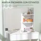Tocador de Maquillaje con Espejo Mesa de Maquillaje con Cajón y Estantes Abiertos Blanco