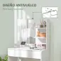 Tocador de Maquillaje con Espejo Mesa de Maquillaje con Cajón y Estantes Abiertos Blanco