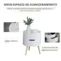 Mesita de noche - mesa de centro con 2 compartimentos de almacenamiento - tapa de MDF - dim. Ø 38 x 48 cm - blanco