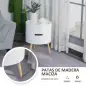 Mesita de noche - mesa de centro con 2 compartimentos de almacenamiento - tapa de MDF - dim. Ø 38 x 48 cm - blanco
