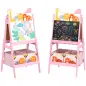 Pizarra Infantil de Doble Cara con 2 Cajas de Tela Caballete de Pintura para Niños con Estampado de Animales Rosa Pizarra Infantil de Doble Cara con 2 Cajas de Tela Caballete de Pintura para Niños con Estampado de Animales Rosa