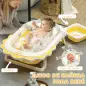 Bañera Plegable con Cojín Palangana Patas Almohadillas Antideslizantes Orificio de Drenaje y Agujero de Ducha Amarillo