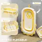 Bañera Plegable con Cojín Palangana Patas Almohadillas Antideslizantes Orificio de Drenaje y Agujero de Ducha Amarillo