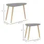 Juego de 2 Mesas Auxiliares Mesas Nido con Patas de Madera 59,5x39,5x45 cm y 44,5x28,5x40 cm Gris y Natural