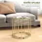 Conjunto de 2 Mesas Auxiliares Tipo Nido con Estructura de Metal y Encimera de Cristal Ø50x50 cm y Ø40x40 cm Dorado