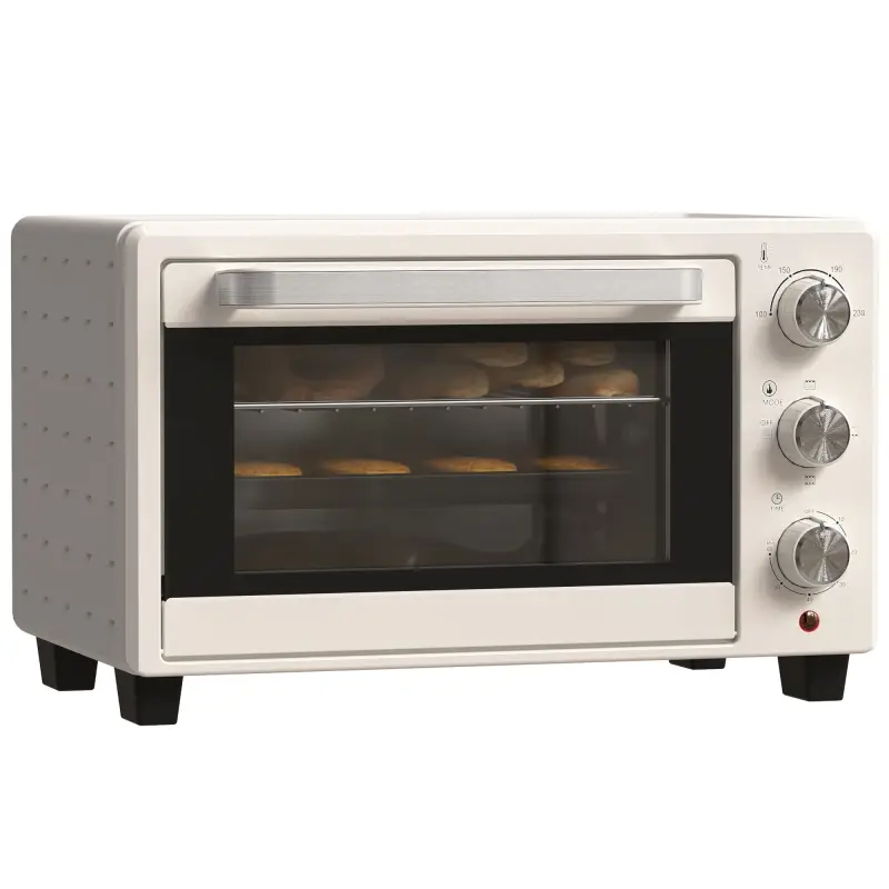 Horno Sobremesa de 21L 1400W Mini Horno Eléctrico Temporizador hasta 60min y Temperatura Regulable hasta 230℃ Crema
