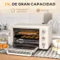 Horno Sobremesa de 21L 1400W Mini Horno Eléctrico Temporizador hasta 60min y Temperatura Regulable hasta 230℃ Crema
