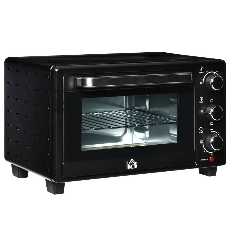 Horno Sobremesa de 21L 1400W Mini Horno Eléctrico Temporizador hasta 60min y Temperatura Regulable hasta 230℃ Negro