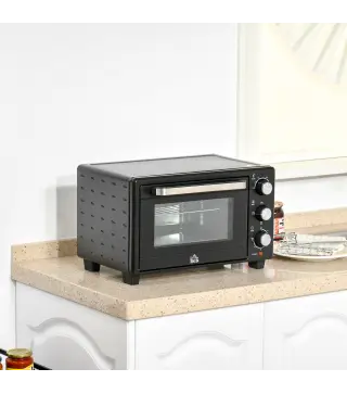 Horno Sobremesa de 21L 1400W Mini Horno Eléctrico Temporizador hasta 60min y Temperatura Regulable hasta 230℃ Negro