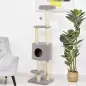 Árbol Rascador para Gatos Altura 148 cm Árbol para Gatos con Postes de Sisal Plataformas Casa y Bola Colgante Gris