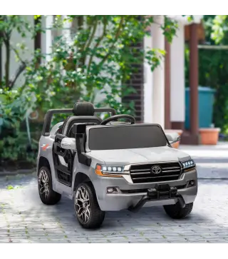 Coche Eléctrico para Niños de +3 Años Toyota LAND CRUISER con Batería 12V Mando a Distancia y Música MP3 Gris