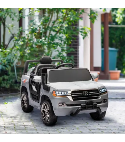 Coche Eléctrico para Niños de +3 Años Toyota LAND CRUISER con Batería 12V Mando a Distancia y Música MP3 Gris