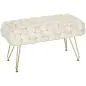 Banco Pie de Cama Tapizado en Terciopelo Reposapiés con Patas de Metal y Asiento Acolchado Crema