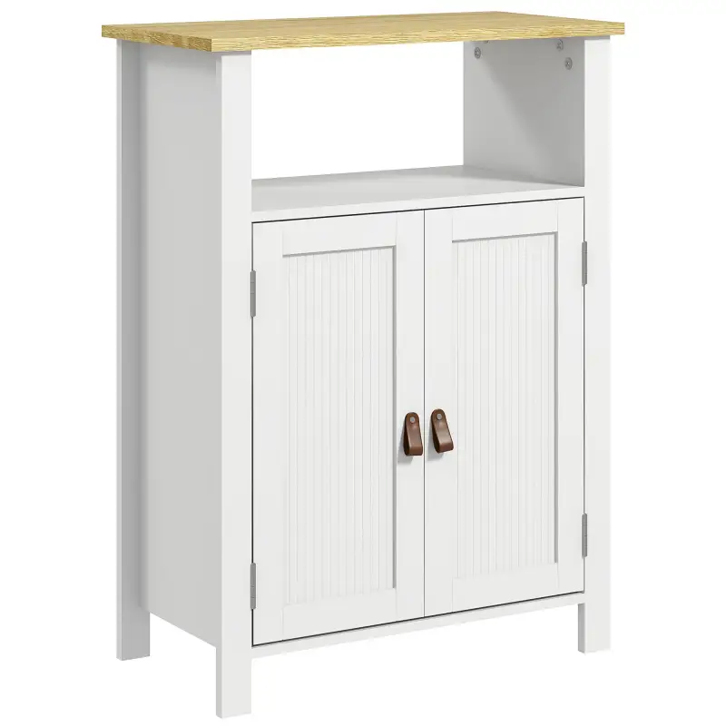 Mueble Bajo para Baño con Almacenaje Armario de Puertas y Estante Ajustable para Aseo o Baño Moderno 60x30x80,5cm Blanco