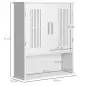Armario de Pared para Baño Multiusos con Estante Ajustable Puertas de Listones y Compartimento 60x20x70 cm Blanco
