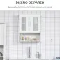 Armario de Pared para Baño Multiusos con Estante Ajustable Puertas de Listones y Compartimento 60x20x70 cm Blanco
