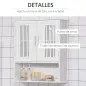 Armario de Pared para Baño Multiusos con Estante Ajustable Puertas de Listones y Compartimento 60x20x70 cm Blanco
