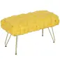 Banco Pie de Cama Tapizado en Terciopelo Reposapiés con Patas de Metal y Asiento Acolchado Amarillo
